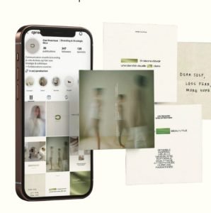 Mockup réalisé par Cloé : son compte Instagram et ses posts